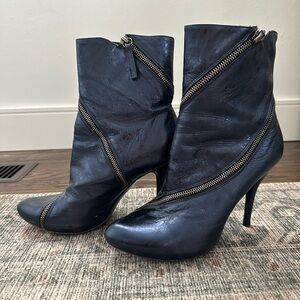Blue leather boots